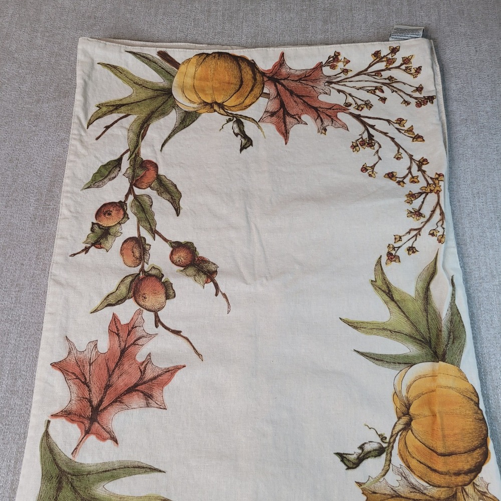 Pottery Barn Pumpkin Harvest Table Runner 18x90 Fall Autumn Leaves 2011 RARE - Picture 7 of 10